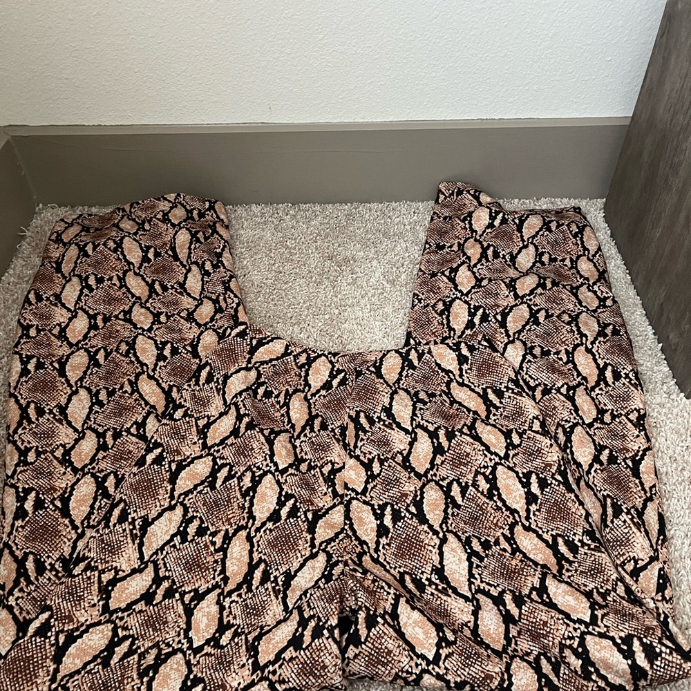 Snake Print Wide Leg Pants